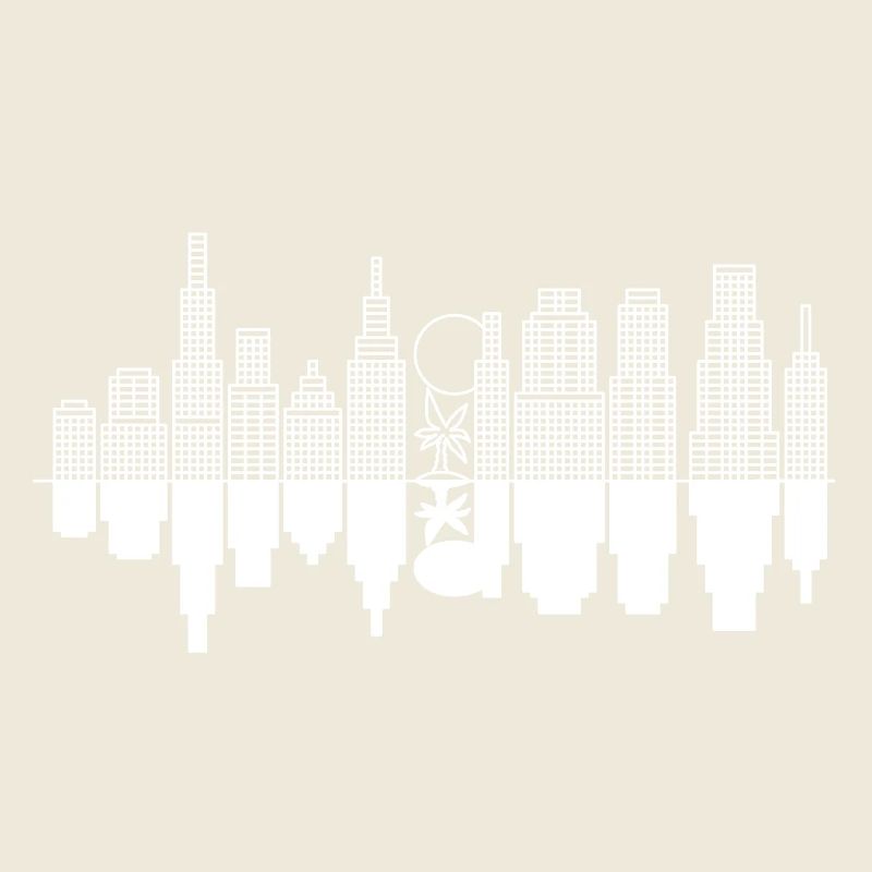 Skyline de ville + un arbre - Blanc