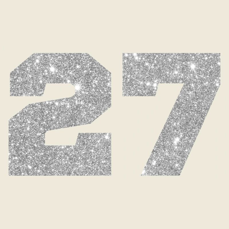 Number 27 Silver Glitter - 27th Anniversary