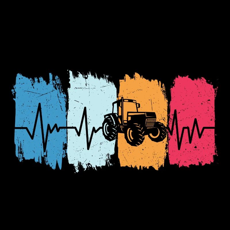 Farmer Retro Tractor Heartbeat Farmer Tractor