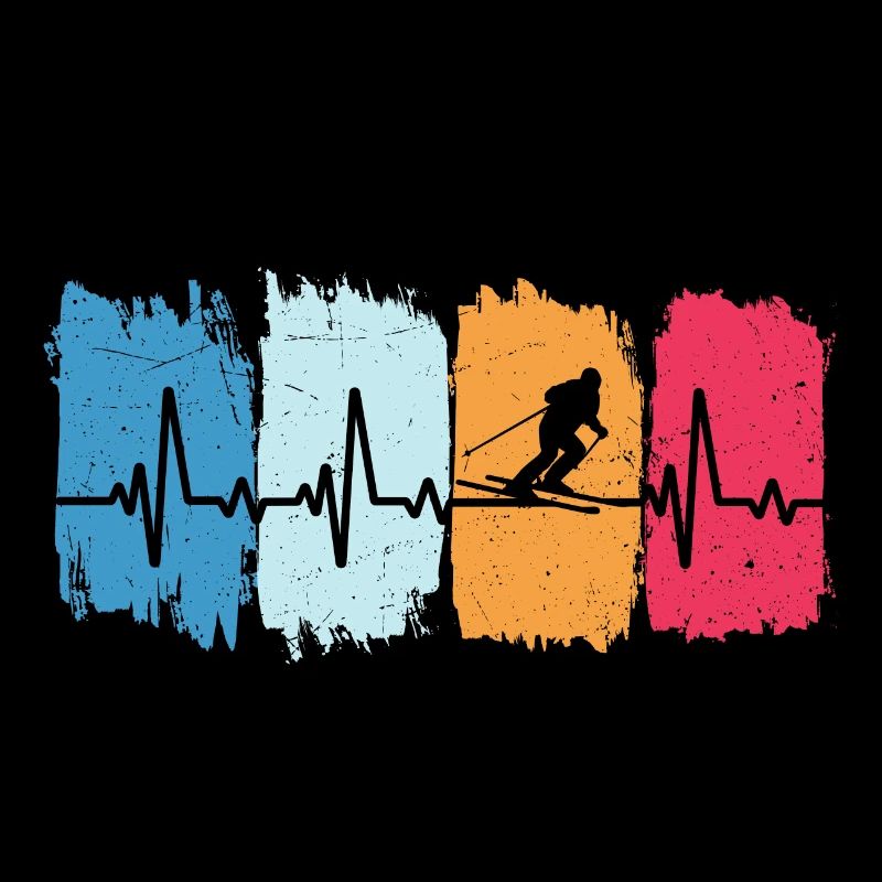 Skiing Retro Heartbeat Skiers
