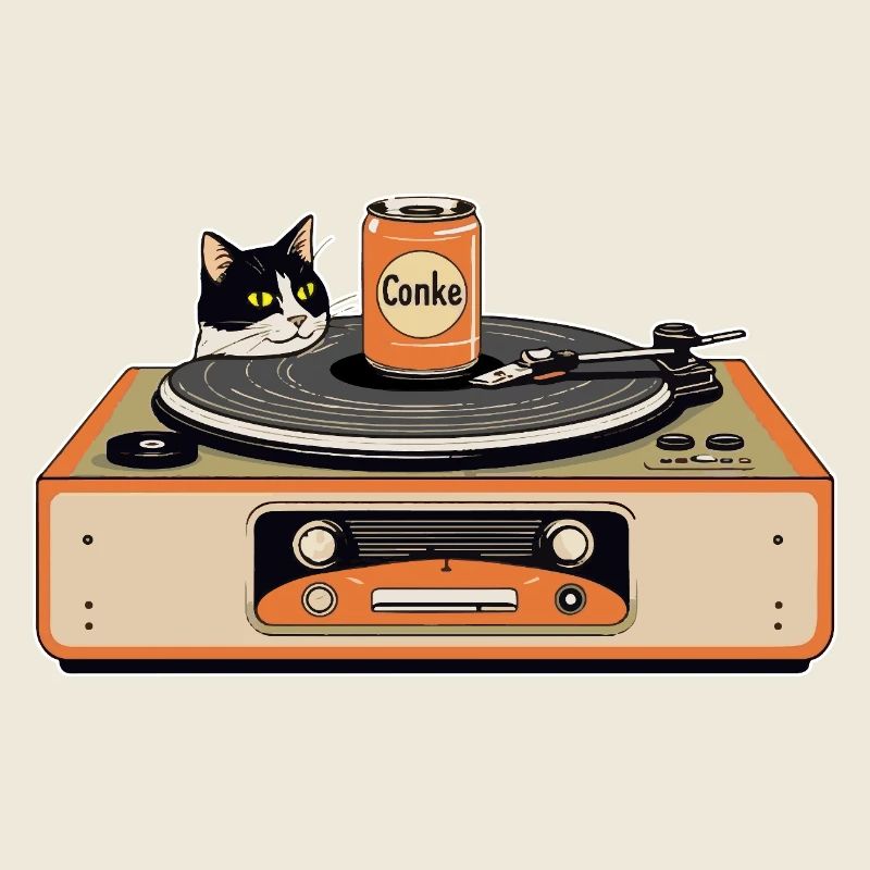Chat rétro à la platine