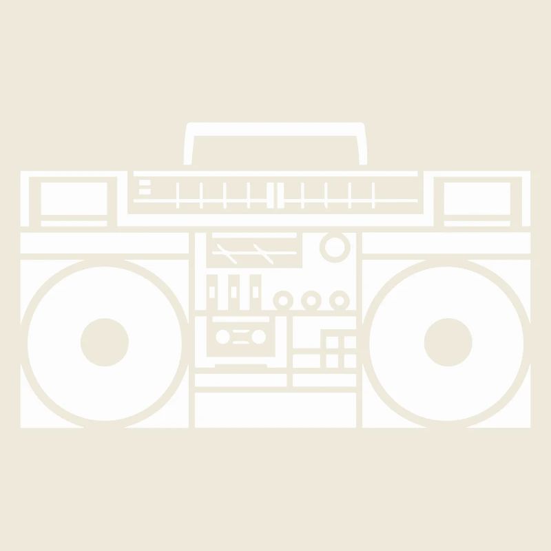 Retro Boombox Graphic Black & White