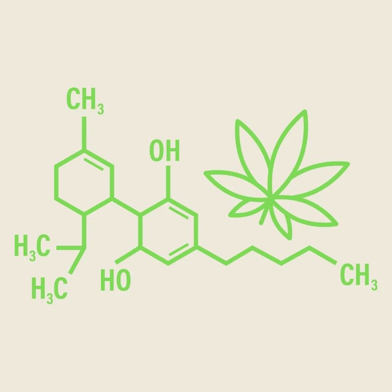 THC Formula with Cannabis Leaf