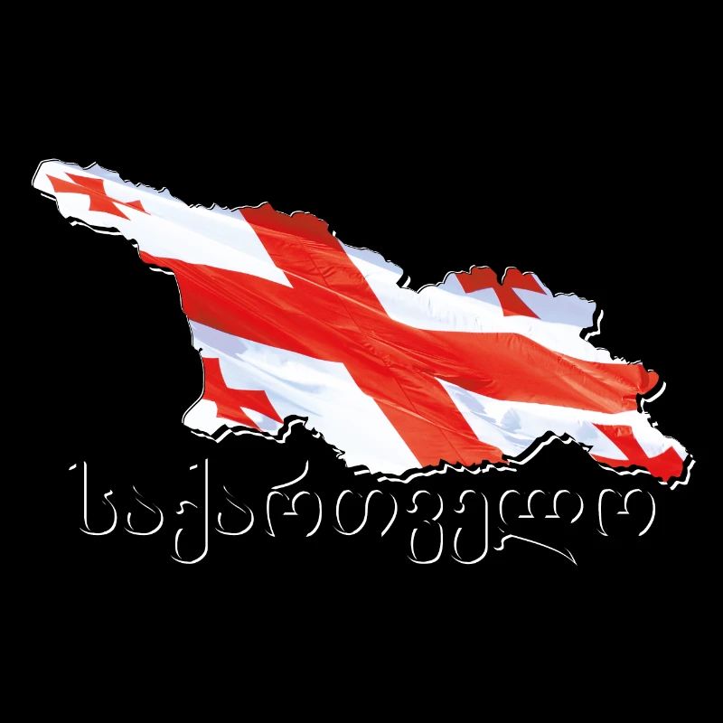 Georgia flag in Georgia map GE