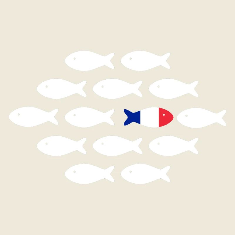 Fish in rows with tricolor fish