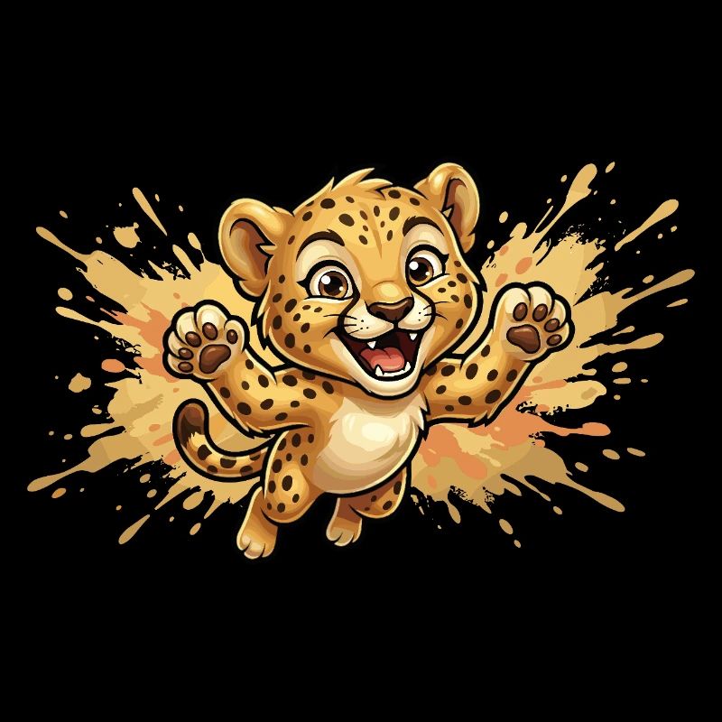 Springender Leopardenjunge