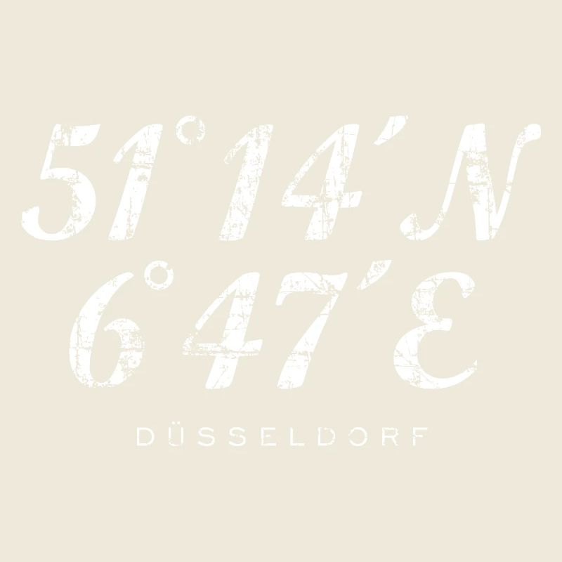 Düsseldorf Koordinaten (Vintage/Weiß)