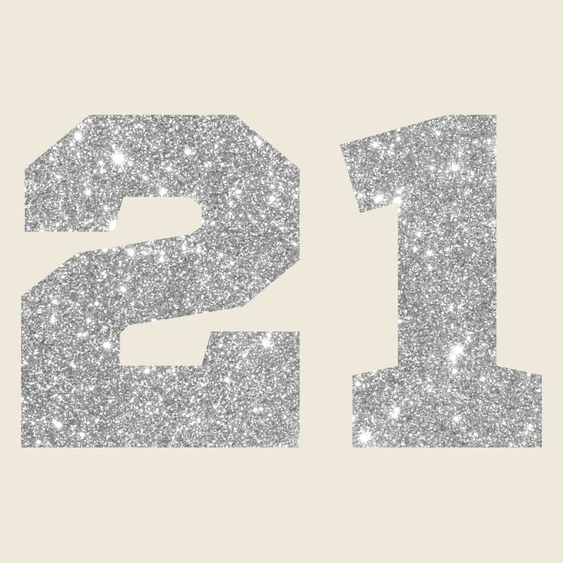 Number 21 Silver Glitter - 21st Anniversary