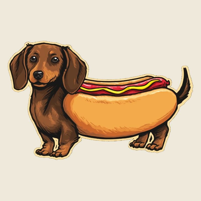 Süßer Dackel Hot-Dog-Brötchen-Aufkleber