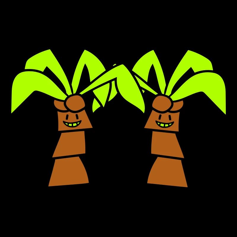 2 Funny Cute Palm Trees Greeting Comic Face Team