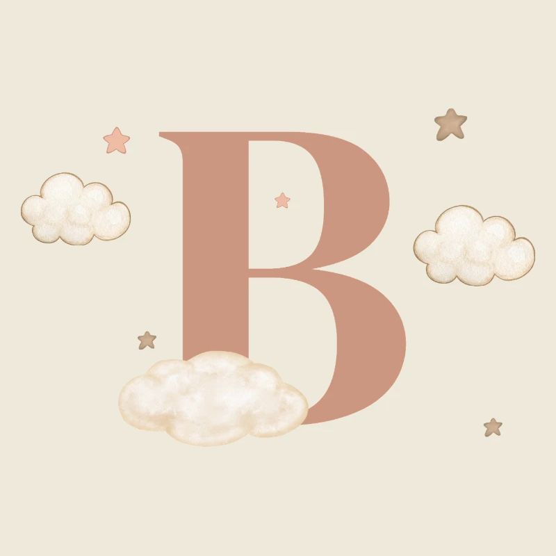 Lettre b nuages étoiles
