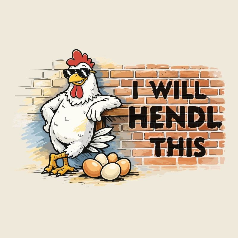 Graffiti-Huhn mit Spruch I WILL HENDL THIS