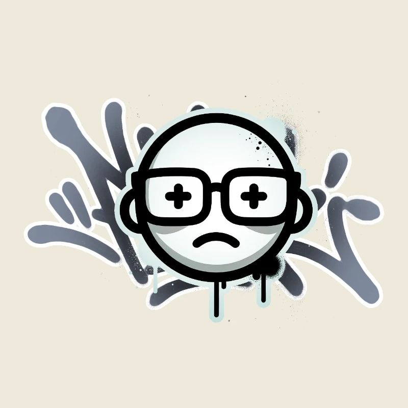 Trauriges Graffiti-Gesicht mit Brille