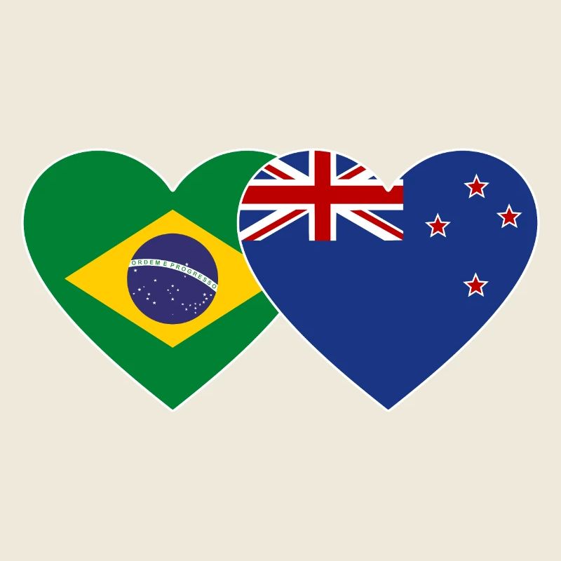Brésil Nouvelle-Zélande Flag Heart