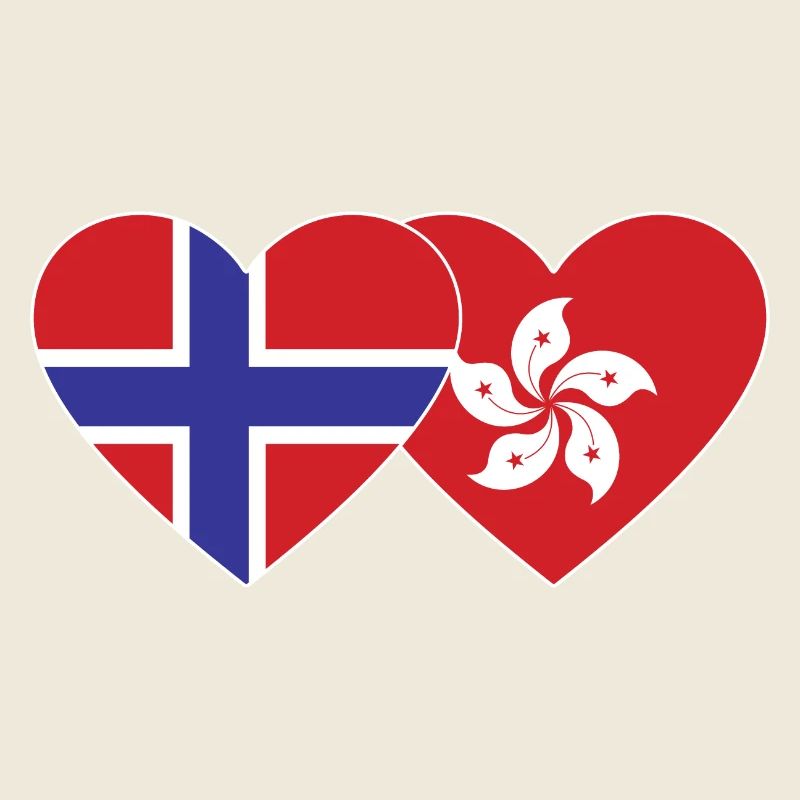 Norwegen Hongkong Flagge Herz
