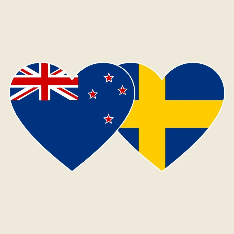 Neuseeland Schweden Flagge Herz