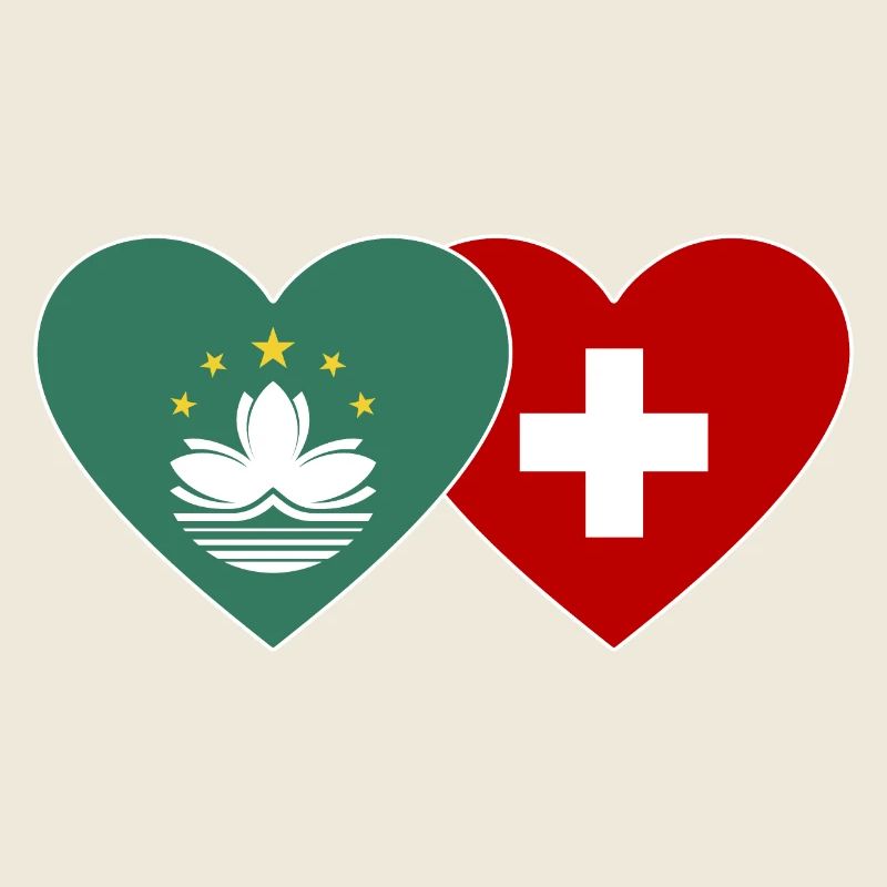 Macau Schweiz Flagge Herz