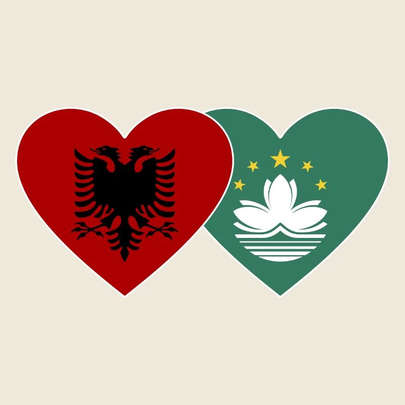 Albanie Macao Flag Heart