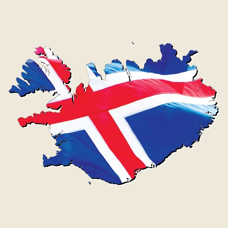 Drapeau de l’Islande sur la carte de l’Islande