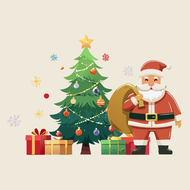 Noël - Père Noël et sapin de Noël