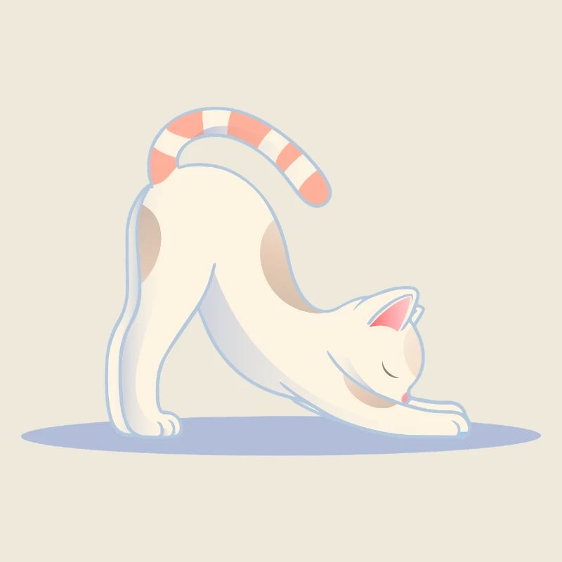 chat mignon dans une pose d’étirement de yoga classique