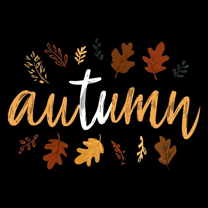 Autumn – Handlettering mit Herbstblättern.