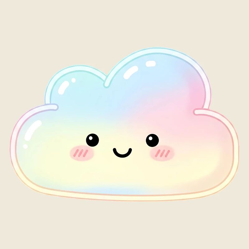 Nuage Pastel avec Nuage de sommeil au visage mignon