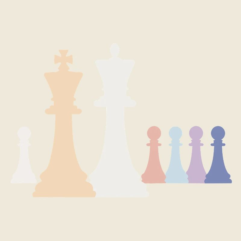 Pions d’échecs pastel Roi Dame Pion