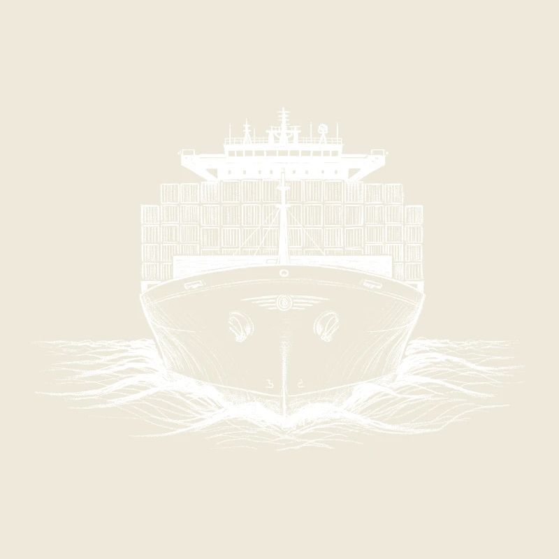 Container Shipping Cargo Ship Drawing Print