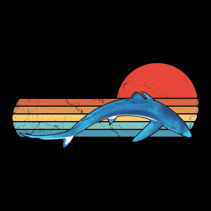 Blue Shark Retro Sunset