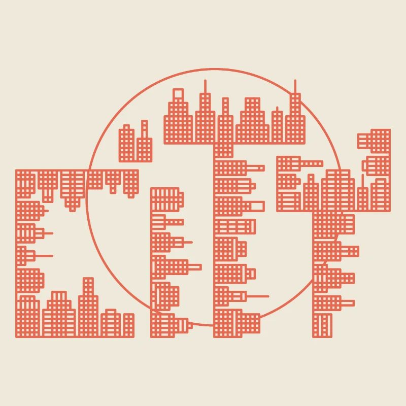 Skyline, Stadt - Rote Version