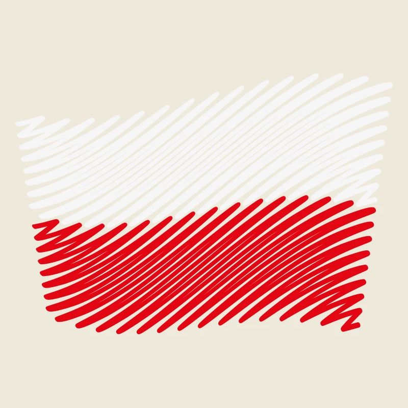 Poland Flag Scribble (White - Red)