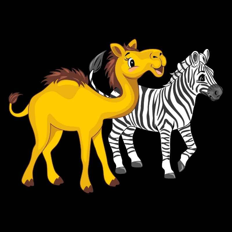 Cute camel and zebra