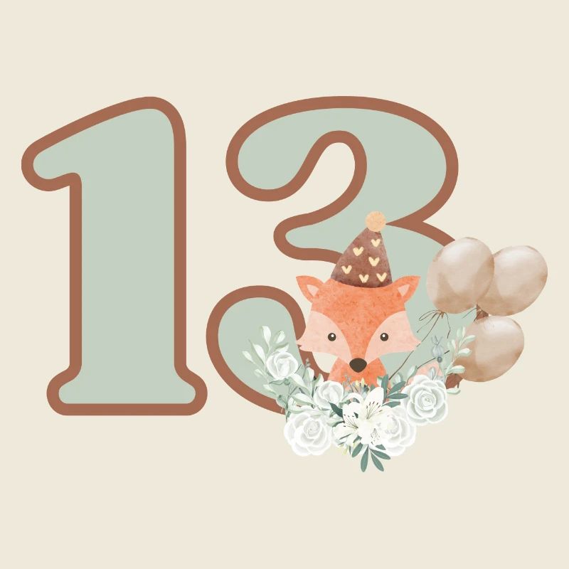 13th Birthday Fox Flowers