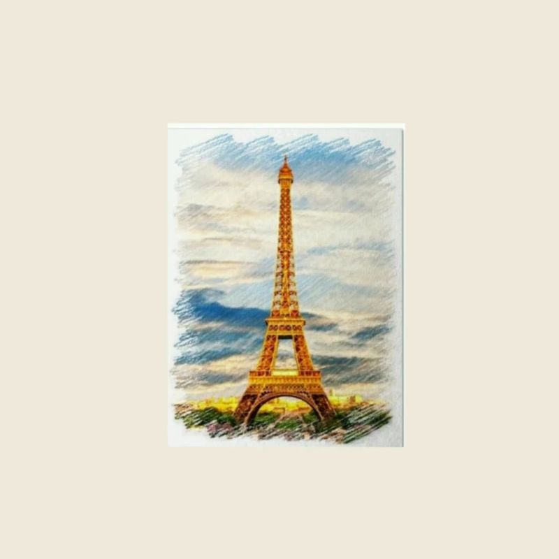 Watercolour Eiffel Tower Skyline Art