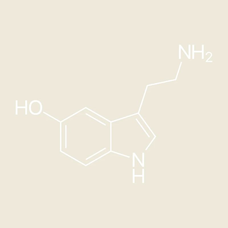 Serotonin structural formula - white