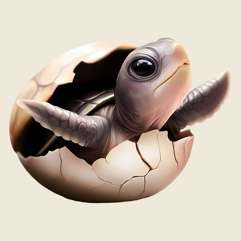 Turtle hatches from the egg