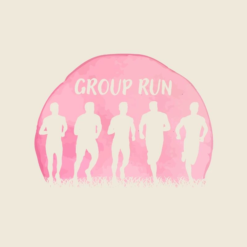 Group Run Gruppenlauf im Team mit Gras und Mond