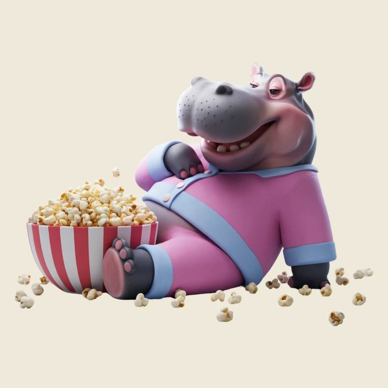 Nilpferd mit Popcorn