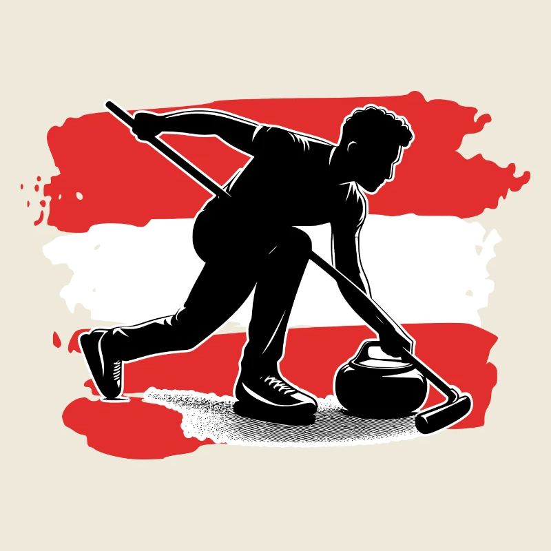 Curling avec drapeau autrichien