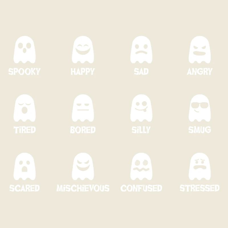 Ghost faces with varying moods