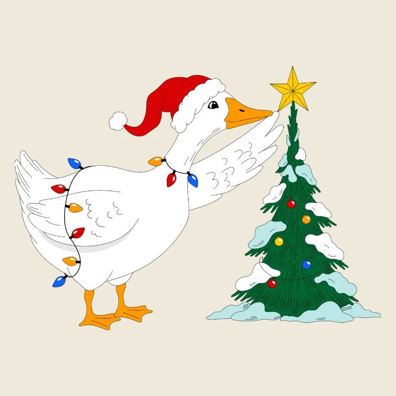 Gans und Weihnachtsbaum