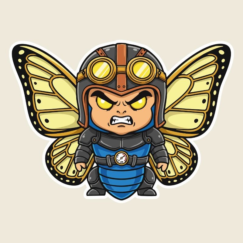 Steampunk Aviator Butterfly Blue Armor