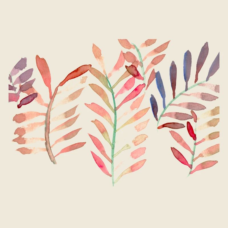 Feuilles aquarelle, rouge