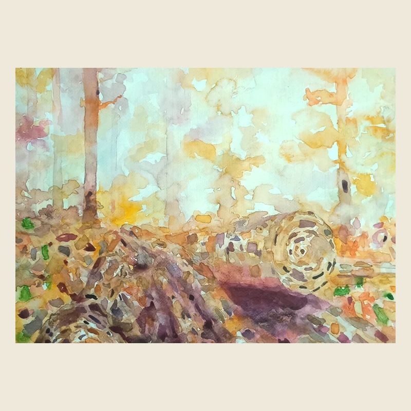 Forest watercolor landscape autumn