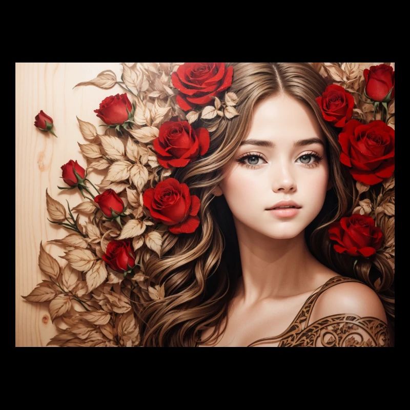 fille à la rose rouge