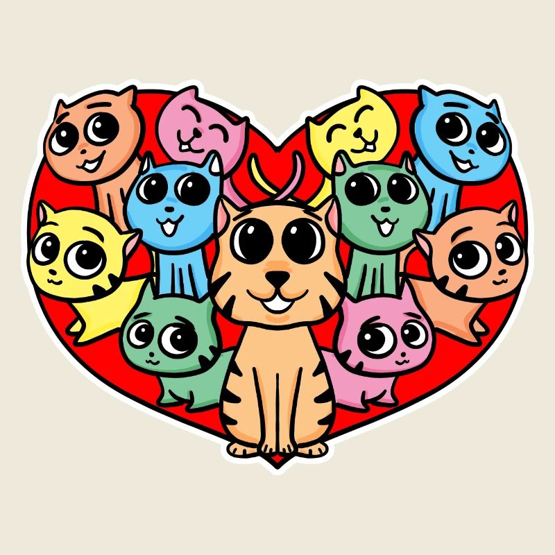 Amour du cœur des chats
