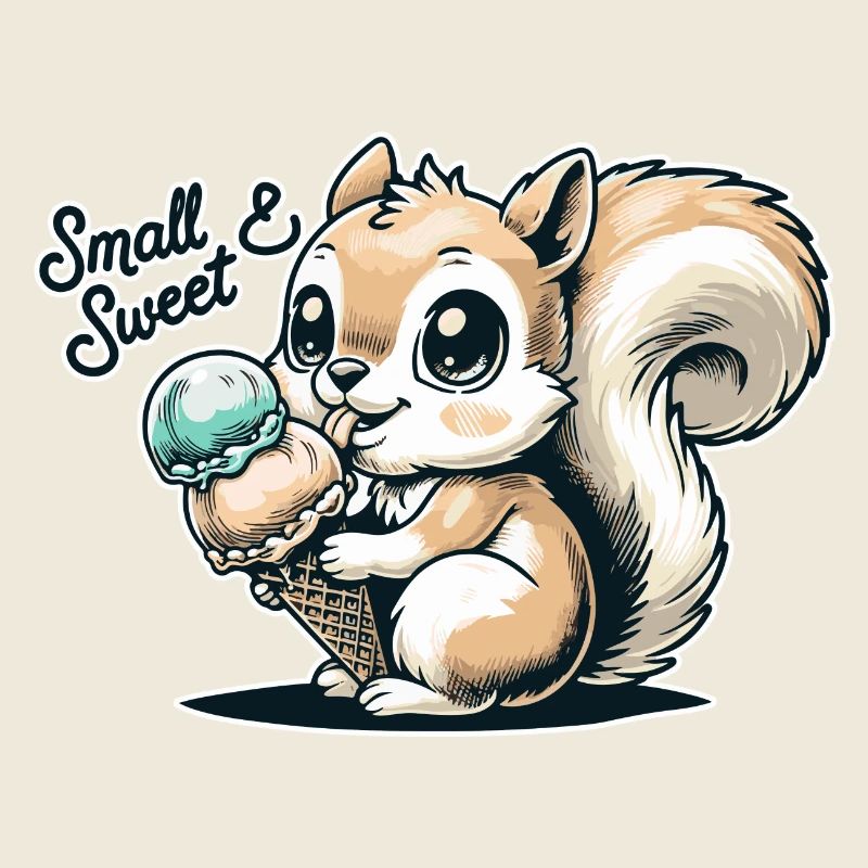 Écureuil de dessin animé mignon avec de la crème glacée