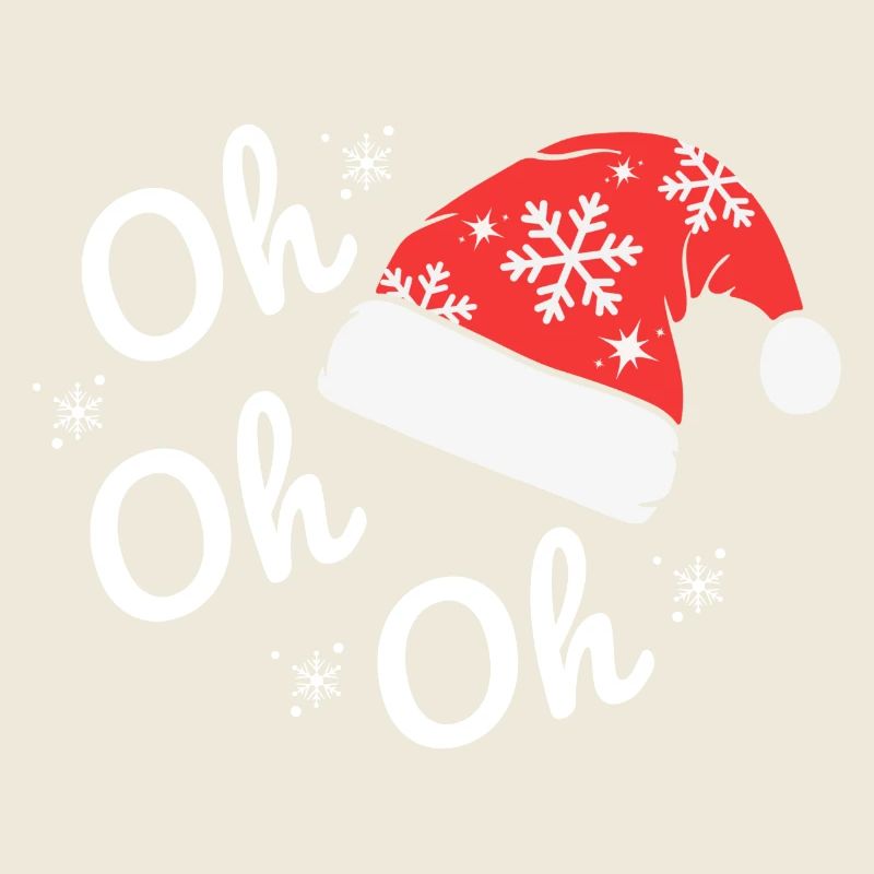 Bonnet de Noël avec Flocons, Texte Joyeux oh oh oh