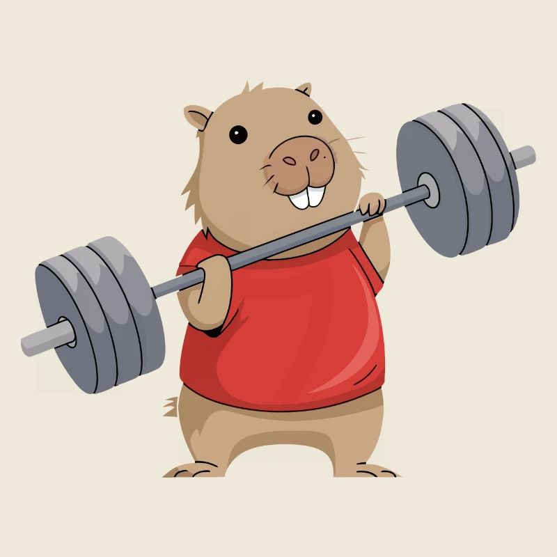 Mignon Capybara Haltérophilie Dessin Animé